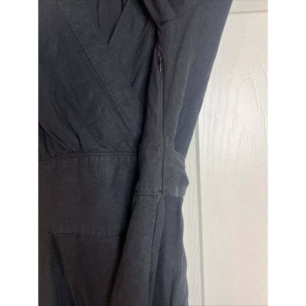 Anthropologie Maeve Short Sleeve Jumpsuit Sz 6 Black Split Flare Leg Viscose
